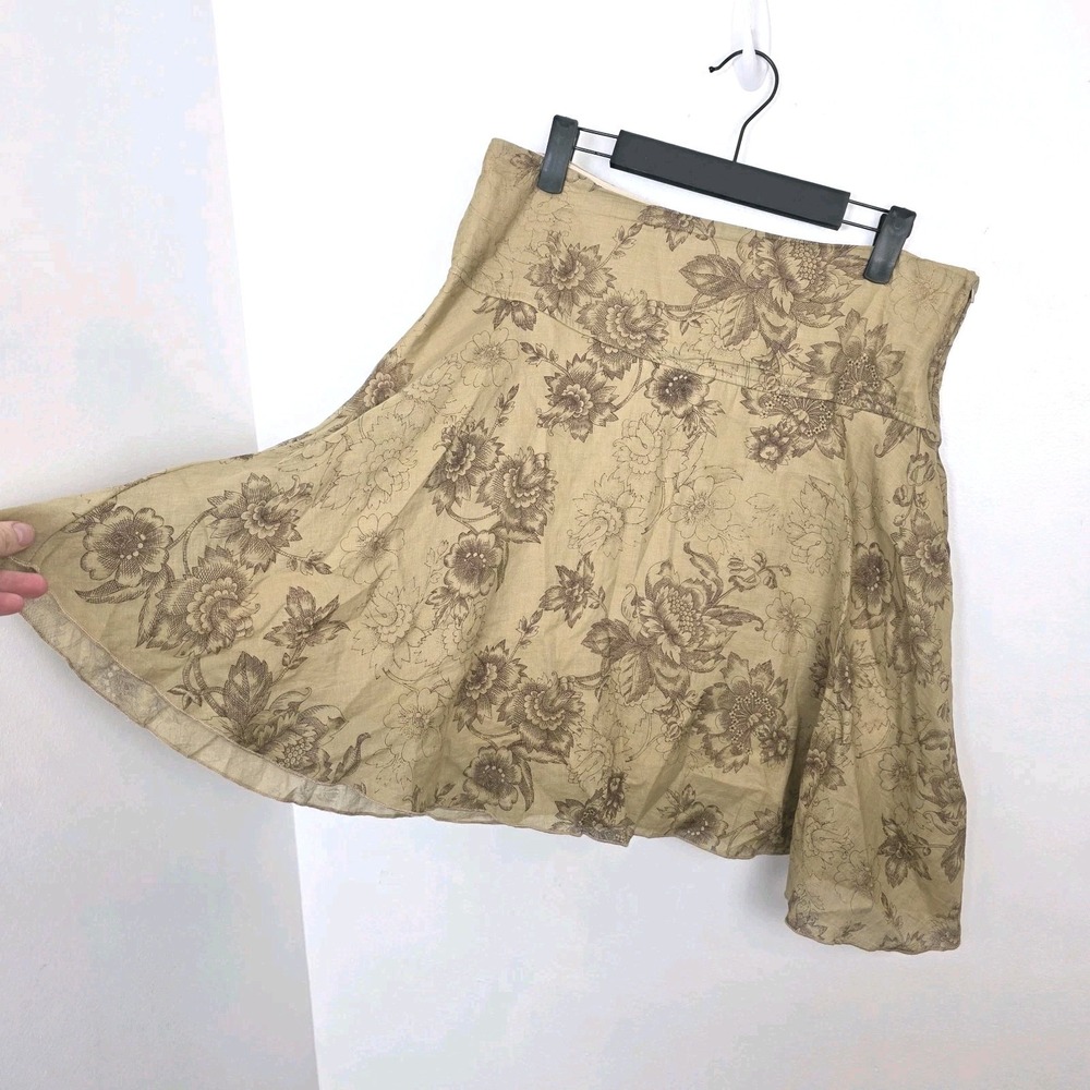Vintage Y2K Rustic Whimsygoth Artsy Granola Girl Tan A-Line Mini Skirt Size Larg